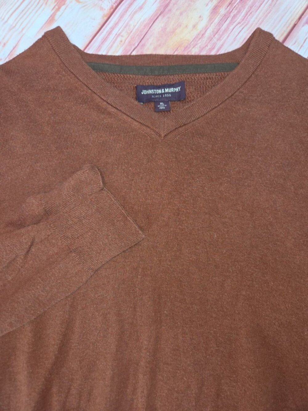 Johnston & Murphy Rust Brown V-Neck Sweater Size XL